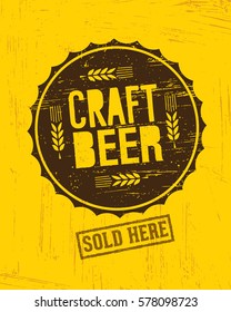 Craft Beer Brewery Artisan Creative Vector Stamp Sign Concept. Rough Handmade Alcohol  Banner. Menu Page Design Element On Stained Background