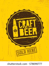 Craft Beer Brewery Artisan Creative Vector Stamp Sign Concept. Rough Handmade Alcohol  Banner. Menu Page Design Element On Stained Background