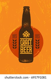  Craft Beer Brewery Artisan Creative Vector Sign Concept. Rough Handmade Alcohol  Banner. Menu Page Design Element