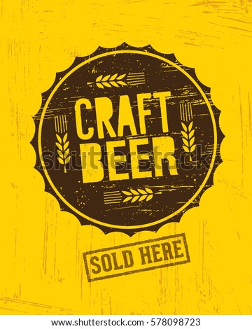 Craft Beer Brewery Artisan Creative Vector Stamp Sign Concept. Rough Handmade Alcohol  Banner. Menu Page Design Element On Stained Background