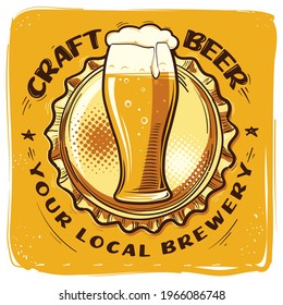Craft beer brewery emblem on bottle cap