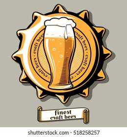 Craft beer brewery emblem on bottle cap