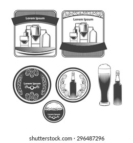 craft beer brewery emblems, design elements for logo or artwork