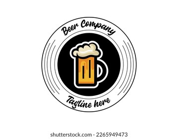 Craft beer brewery label logo design template. Liquor logo for pub and bar club