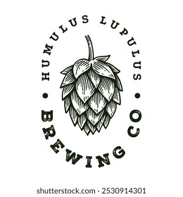 Craft Beer Brewery Logo, Vintage Hop Cone Badge Emblem Design