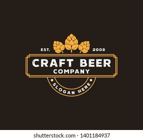craft beer brewing company vector logo design template concept on brown background