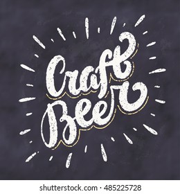 Craft beer. Chalkboard sign.
