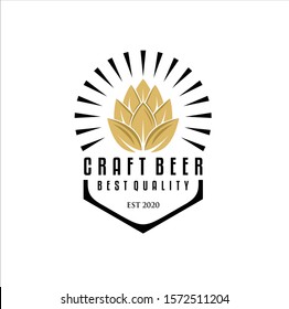 Craft Beer company badge, sign or label. Vector illustration. Vintage design for winery company, bar, pub, shop, branding and restaurant business. Coaster for beer, beer glasses