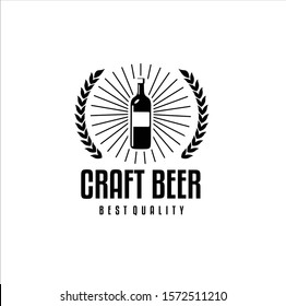 Craft Beer company badge, sign or label. Vector illustration. Vintage design for winery company, bar, pub, shop, branding and restaurant business. Coaster for beer, beer glasses