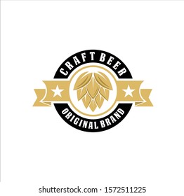Craft Beer company badge, sign or label. Vector illustration. Vintage design for winery company, bar, pub, shop, branding and restaurant business. Coaster for beer, beer glasses