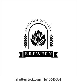 Craft Beer company badge, sign or label. Vector illustration. Vintage design for winery company, bar, pub, shop, branding and restaurant business. Coaster for beer, beer glasses