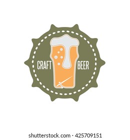 craft beer concept label with needle and thread
