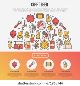 Craft beer concept with thin line icons in circle for brewery and beer october festival. Modern vector illustration for banner, web page, print media.