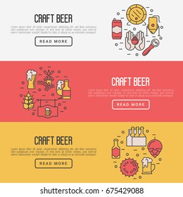Craft beer concept with thin line icons. Template for invitation, banner, web page, print media. Modern vector illustration for brewery and beer October festival.