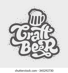 Craft beer - design for t-shirt, flyer, banner, poster. Vector art. Lettering collection