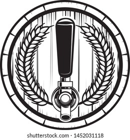 Craft Beer, draft tap, barrel of beer logo graphic.
