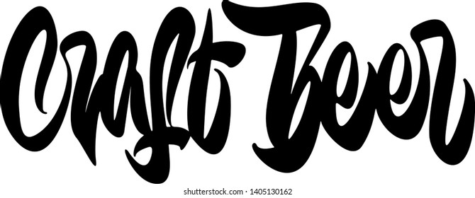 Craft beer. Element for poster in pubs and bars. Hand drawn vector lettering design.