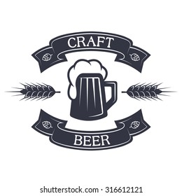 Craft beer emblem in vintage style.