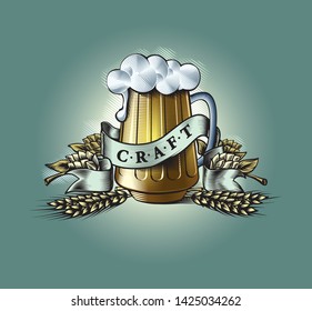 Craft Beer Engrave style Art