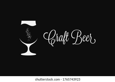 Craft beer glass logo on black background