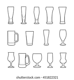 Craft Beer Glassware. Beer outline vector illustration.