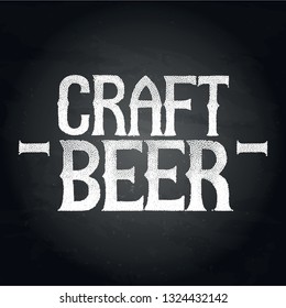 Craft beer. Graphic phrase in vintage style isolated on white background. Stippling technique