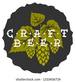 Craft Beer Hand Drawn Design With Hops And Leaves Illustration On A White Background  Vector Graphic
