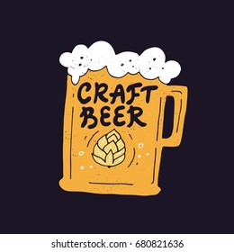 Craft Beer hand drawn illustration with lettering