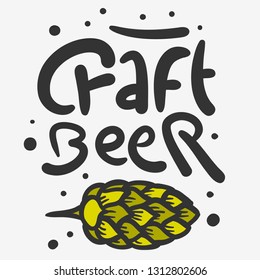 Craft Beer Hand Drawn Vector Design With  Beer Hop  Illustrations