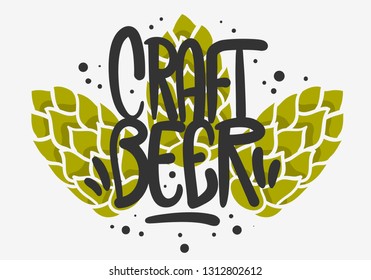 Craft Beer Hand Drawn Vector Design With  Beer Hops  Illustrations