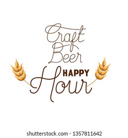 craft beer happy hour label with wheat