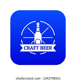 Craft beer icon blue vector isolated on white background