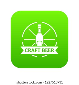 Craft beer icon green vector isolated on white background