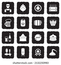 Craft Beer Icons. Grunge Black Flat Design. Vector Illustration.