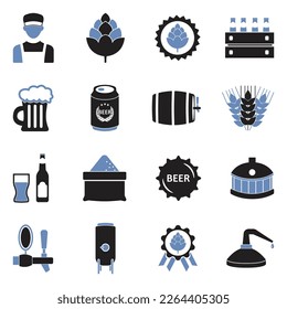 Craft Beer Icons. Two Tone Flat Design. Vector Illustration.