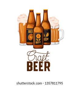craft beer label with bottle and glass