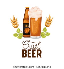 craft beer label with bottle and glass