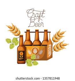 craft beer label with box and beer bottles