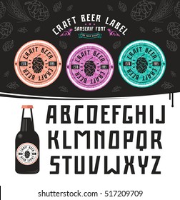 Craft Beer Label And Sanserif Font. For Your Design