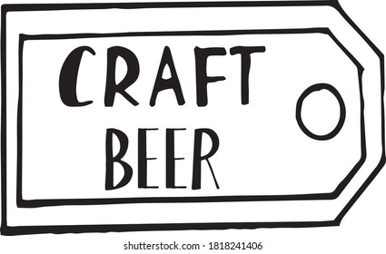 icono de etiqueta de cerveza artesanal, doodle vectorial dibujado a mano de pegatina. boceto, escandinavo, minimalismo, monocromo. un único elemento. bebida, menú, bar, elaboración