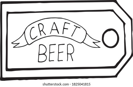 icono de etiqueta de cerveza artesanal, doodle vectorial dibujado a mano de pegatina. boceto, escandinavo, minimalismo, monocromo. un único elemento. bebida, menú, bar, elaboración