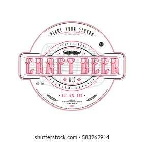 Craft beer label template in vintage style. Label with white background