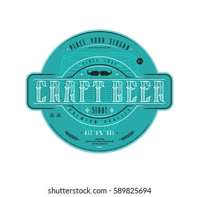 Craft beer label template in vintage style. Label with color background