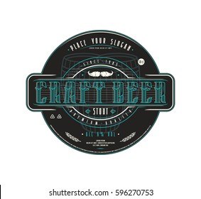 Craft beer label template in vintage style. Label with black background