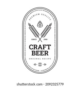 Craft beer label. Vector illustration of beer emblem.