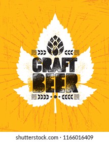 Craft Beer Local Brewery Artisan Creative Vector Sign Concept. Rough Handmade Alcohol  Banner. Beverage Menu Page Design Element On Organic Texture Background