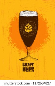Craft Beer Local Brewery Artisan Creative Vector Sign Concept. Rough Handmade Alcohol  Banner. Beverage Menu Page Design Element On Organic Texture Background