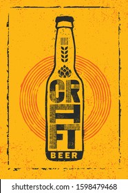 Craft Beer Local Brewery Artisan Creative Vector Sign Concept. Rough Handmade Alcohol Banner. Beverage Menu Page Design 