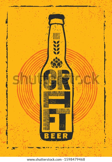 Craft\
Beer Local Brewery Artisan Creative Vector Sign Concept. Rough\
Handmade Alcohol Banner. Beverage Menu Page Design\
