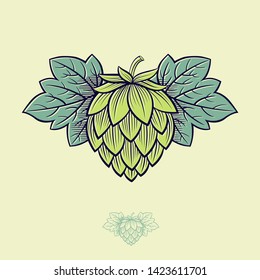 Craft Beer Logo. Brewing Company Logo. Beer Pub Emblem or Signboard. Hop Cones and Typographic Composition.